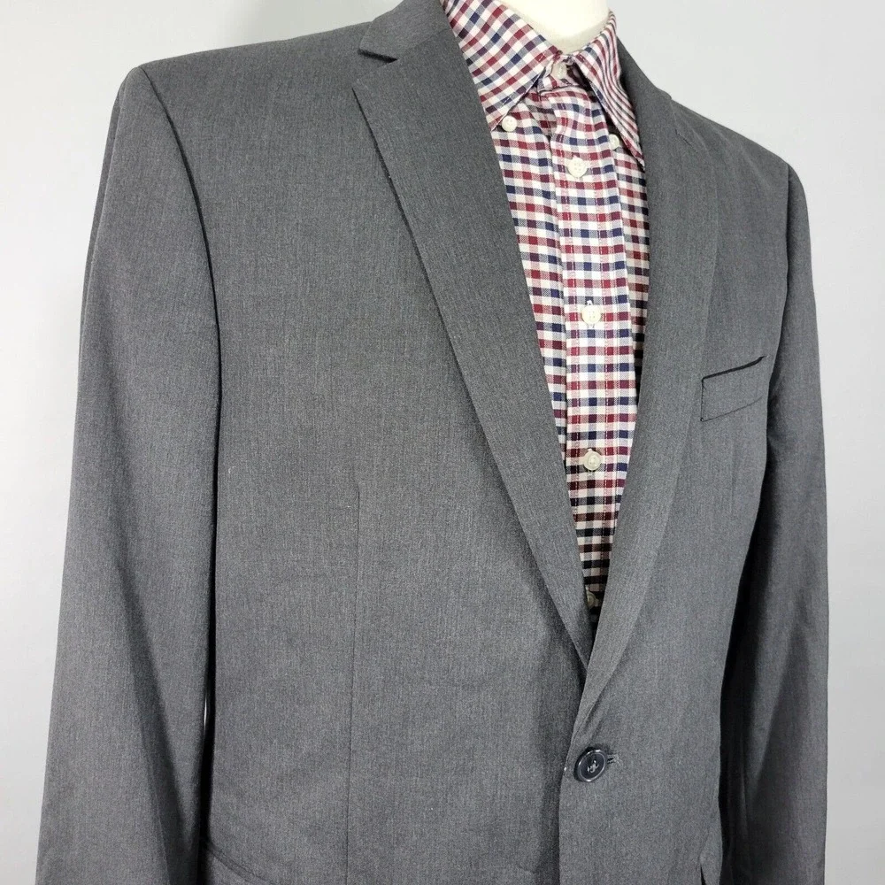Van Heusen Men's Sport Coat Blazer Two Button‎ Gray Twill Polyester Blend 44L